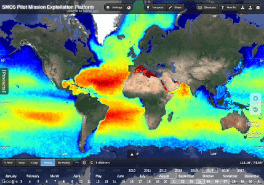 Map of world's oceans.