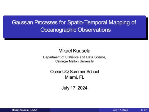 Gaussian Processes for Spatio-Temporal Mapping of Oceanographic Observations